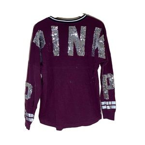 PINK maroon sequins long sleeve sweatshirt sparkly